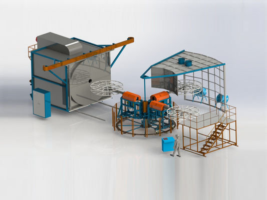 شراء 20-30 Cycles/Hour Flexible Turret Rotomolding Machine OEM ODM تصنيع عبر الإنترنت
