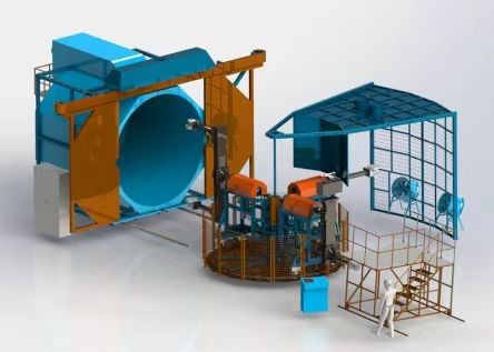 شراء Three Arm Tower Rotomolding Equipment Automatic PLC Controlled Rotary Plastic Forming تصنيع عبر الإنترنت